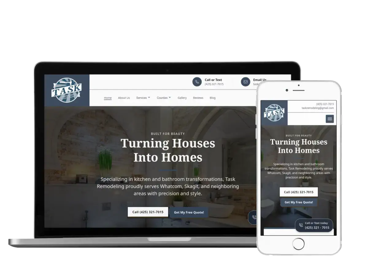 Bull Construction website displayed on a computer